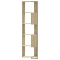 Berkfield Home Corner Bookcase 5-Tier Sonoma Oak 50x50x179 cm Engineered Wood in Brown - Size: 50 x 50 x 179 cm - thumbnail 4