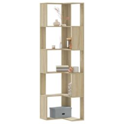 Berkfield Home Corner Bookcase 5-Tier Sonoma Oak 50x50x179 cm Engineered Wood in Brown - Size: 50 x 50 x 179 cm - thumbnail 1