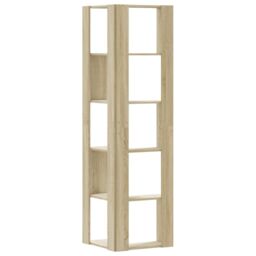 Berkfield Home Corner Bookcase 5-Tier Sonoma Oak 50x50x179 cm Engineered Wood in Brown - Size: 50 x 50 x 179 cm - thumbnail 6