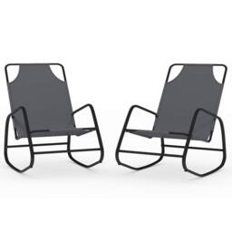 Berkfield Home Rocking Sun Loungers 2 pcs Grey Steel & Textilene - thumbnail 3