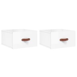 Berkfield Home Wall-mounted Bedside Cabinets 2 pcs High Gloss White 35x35x20 cm - Size: 35 x 35 x 20 cm - thumbnail 2