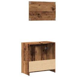 Berkfield Home Durable 2 Piece Bathroom Furniture Set Old Wood Engineered Wood in Brown - thumbnail 6