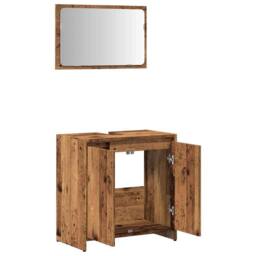 Berkfield Home Durable 2 Piece Bathroom Furniture Set Old Wood Engineered Wood in Brown - thumbnail 8