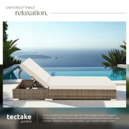 tectake Set Of 2 Aluminum Rattan Lounge Chairs Nautica in Natural - Size: 2 Seater - thumbnail 4