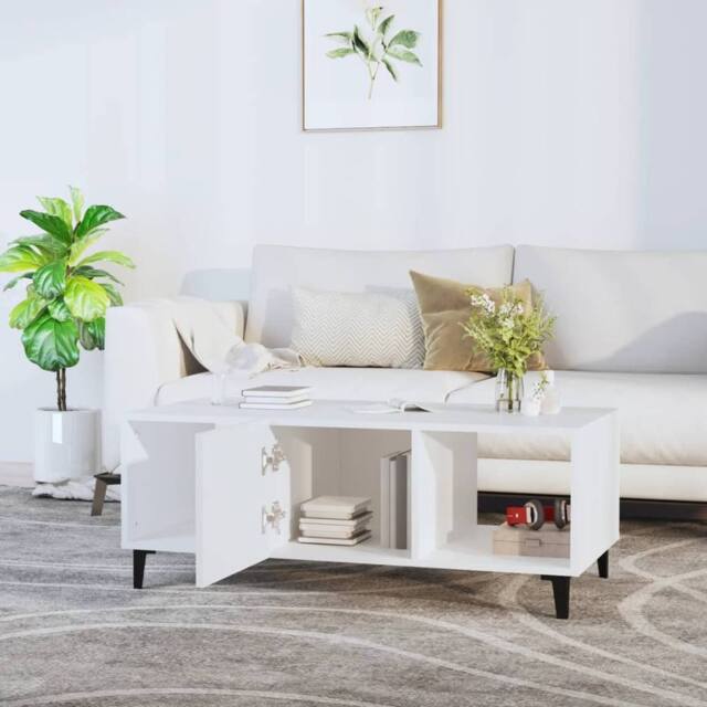 Berkfield Home Sturdy Coffee Table White 102x50x40 cm Engineered Wood - Size: 102 x 50 x 40 cm - image 1