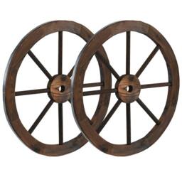 SPETLEK Wood Wagon Wheels Carbonized Solid Fir Wood in Brown - Size: 0.6m2