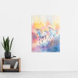 "Artery8 Dreamy Rainbow Unicorns in Pastel Colour Forest Wall Art Print - Size: W18"" x H24""" - thumbnail 4