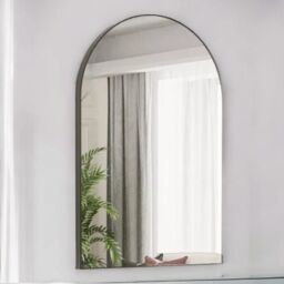 Pirlo Plush Large Arched Aluminium Wall Mirror For Bedroom Living Room in Black - thumbnail 1