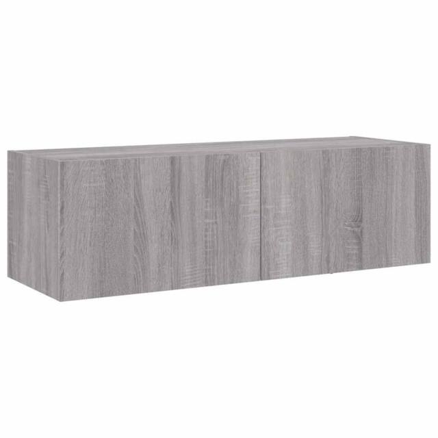 Berkfield Home TV Wall Cabinet with LED Lights Grey Sonoma 100x35x31 cm - Size: 100 x 35 x 31 cm - image 1