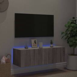 Berkfield Home TV Wall Cabinet with LED Lights Grey Sonoma 100x35x31 cm - Size: 100 x 35 x 31 cm - thumbnail 5