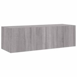 Berkfield Home TV Wall Cabinet with LED Lights Grey Sonoma 100x35x31 cm - Size: 100 x 35 x 31 cm - thumbnail 1