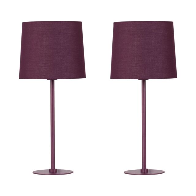 First Choice Lighting Colours - Set of 2 Burgundy 40cm Lamps - image 1