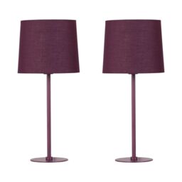 First Choice Lighting Colours - Set of 2 Burgundy 40cm Lamps - thumbnail 1