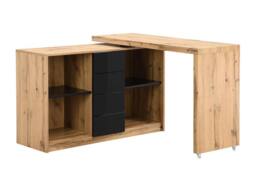 Vente-unique Extendable Desk With 360° Swivel Top - MDF - Natural & Black - thumbnail 5