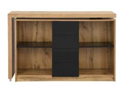 Vente-unique Extendable Desk With 360° Swivel Top - MDF - Natural & Black - thumbnail 7