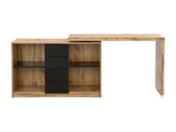 Vente-unique Extendable Desk With 360° Swivel Top - MDF - Natural & Black - thumbnail 2