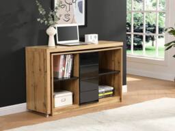 Vente-unique Extendable Desk With 360° Swivel Top - MDF - Natural & Black - thumbnail 4