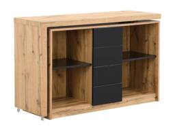 Vente-unique Extendable Desk With 360° Swivel Top - MDF - Natural & Black - thumbnail 8