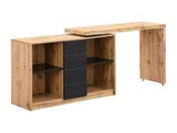 Vente-unique Extendable Desk With 360° Swivel Top - MDF - Natural & Black - thumbnail 9