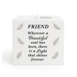 David Fischhoff Graveside Memorial Feather LED Candle Ornament Friend in White - thumbnail 1