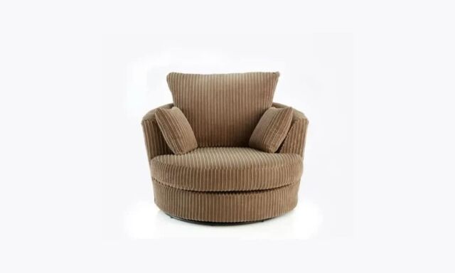 LUXURY LIFE Collingdale Dylan Jumbo Cord Fabric Swivel Chair in Light Brown - image 1