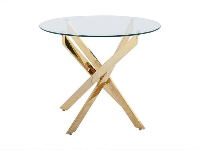 Vente-unique 2-Seater Round Dining Table - Tempered Glass & Gilded Metal - Transparent - COSIMA in Clear - image 1