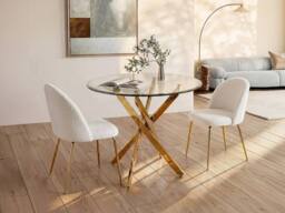 Vente-unique 2-Seater Round Dining Table - Tempered Glass & Gilded Metal - Transparent - COSIMA in Clear - thumbnail 3
