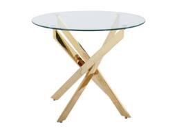 Vente-unique 2-Seater Round Dining Table - Tempered Glass & Gilded Metal - Transparent - COSIMA in Clear - thumbnail 5