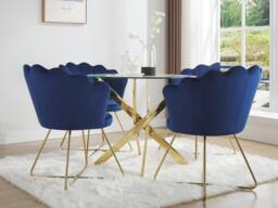 Vente-unique 2-Seater Round Dining Table - Tempered Glass & Gilded Metal - Transparent - COSIMA in Clear - thumbnail 8