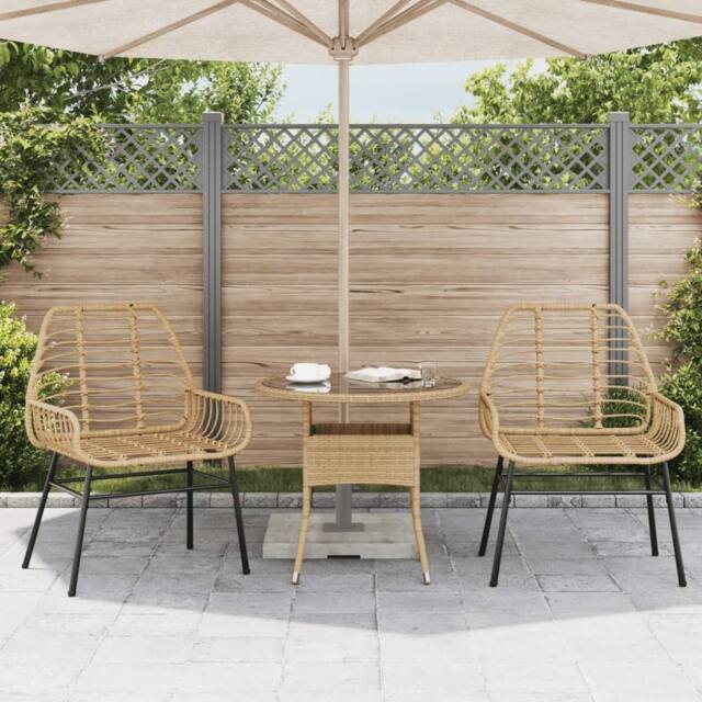 Berkfield Home Beautiful Garden Chairs 2 pcs Brown Poly Rattan in Light Tan - image 1