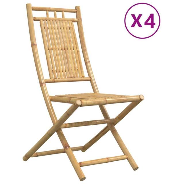 Berkfield Home Folding Garden Chairs 4 pcs 46x66x99 cm Bamboo in Brown - Size: 46 x 66 x 99 cm - image 1