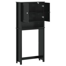 Berkfield Home Washing Machine Cabinet BERG Black 76x27x164.5 cm Solid Wood - thumbnail 4