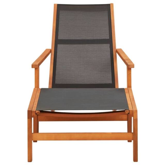 Berkfield Home Garden Chair with Footrest Solid Eucalyptus Wood & Textilene in Black - image 1