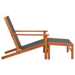 Berkfield Home Garden Chair with Footrest Solid Eucalyptus Wood & Textilene in Black - thumbnail 3