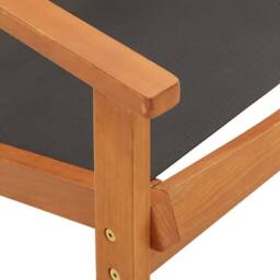 Berkfield Home Garden Chair with Footrest Solid Eucalyptus Wood & Textilene in Black - thumbnail 9