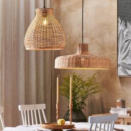 Wyld and Coco Rattan Pendant Lamp - Hand-Woven Wicker Shade Natural Brown - thumbnail 1