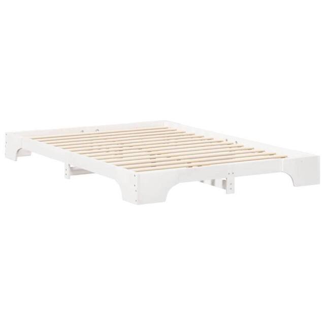 Berkfield Home Floor Bed Frame with Storage White 140 x 210 cm Wood - image 1