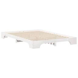 Berkfield Home Floor Bed Frame with Storage White 140 x 210 cm Wood - thumbnail 7
