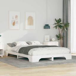 Berkfield Home Floor Bed Frame with Storage White 140 x 210 cm Wood - thumbnail 2