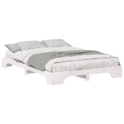 Berkfield Home Floor Bed Frame with Storage White 140 x 210 cm Wood - thumbnail 3