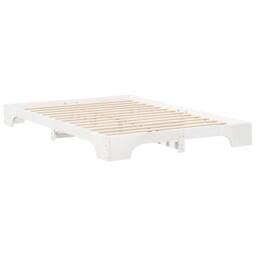 Berkfield Home Floor Bed Frame with Storage White 140 x 210 cm Wood - thumbnail 1