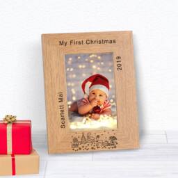 Uniqueful Personalised My First Christmas Frame in Brown