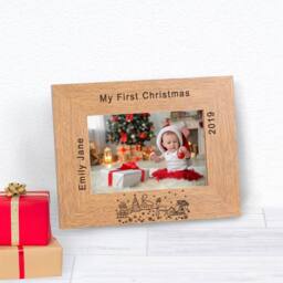Uniqueful Personalised My First Christmas Frame in Brown - thumbnail 3