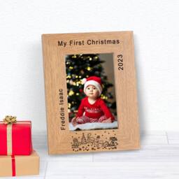 Uniqueful Personalised My First Christmas Frame in Brown - thumbnail 4