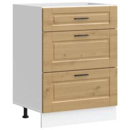 Berkfield Home Kitchen Base Cabinet Porto Artisan Oak Engineered Wood in Brown - thumbnail 3