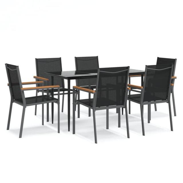 Berkfield Home 7 Piece Garden Dining Set Black Textilene & Steel - image 1