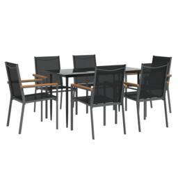 Berkfield Home 7 Piece Garden Dining Set Black Textilene & Steel - thumbnail 3