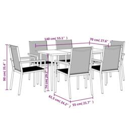 Berkfield Home 7 Piece Garden Dining Set Black Textilene & Steel - thumbnail 9