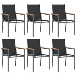 Berkfield Home 7 Piece Garden Dining Set Black Textilene & Steel - thumbnail 4