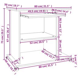 Berkfield Home Computer Desk Concrete Grey 80x50x75 cm Engineered Wood - Size: 80 x 50 x 75 cm - thumbnail 6